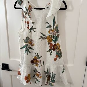 Free People Floral Sleeveless Blouse - White with Multicolor Print